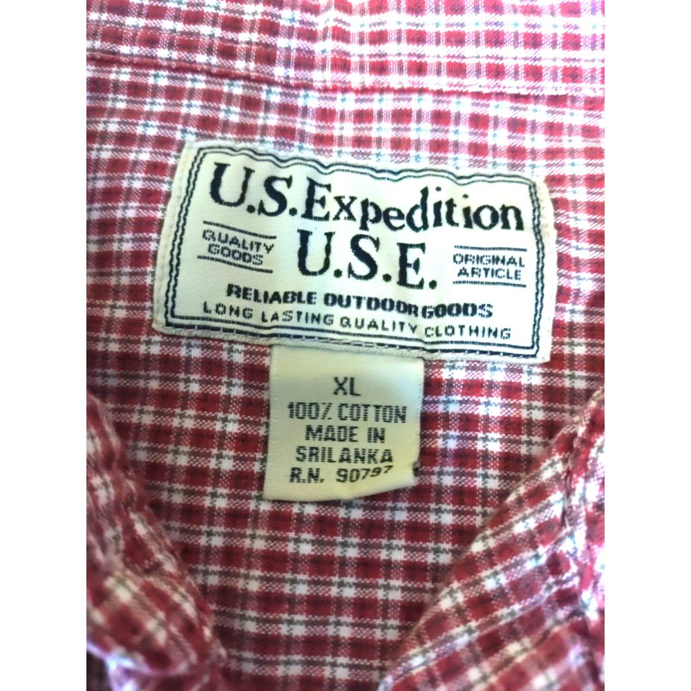 U.S. Expedition U.S.E. Mens Red Plaid Short Sleeve Shirt Size X Large Button Up - Picture 5 of 6